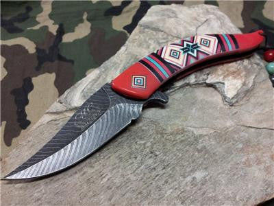 Master Aztec Native American Indian Assisted Open Folding Knife Red - –  Atlantic Knife Company