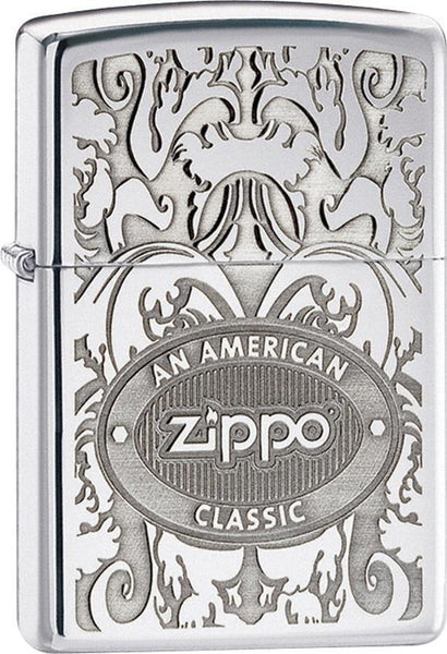 Zippo Lighter An American Classic Chrome Scroll Design Windproof