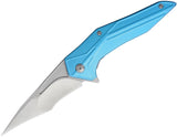 Brous Blades Tyrant Linerlock Blue Handle Satin D2 Tool Steel Folding Knife