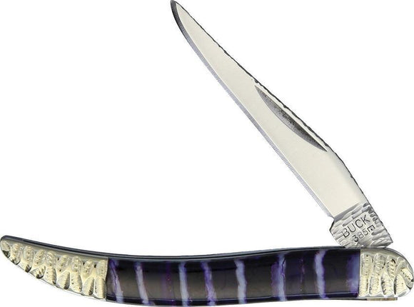 Yellowhorse Custom Buck Toothpick Black Purple Mammoth Folding Pocket Knife