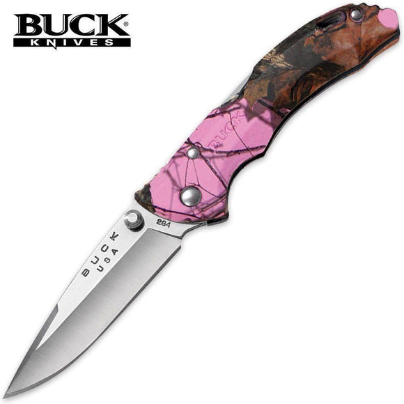 BUCK Knives Bantam BBW Mossy Oak Pink Folding Lockback Blade Knife