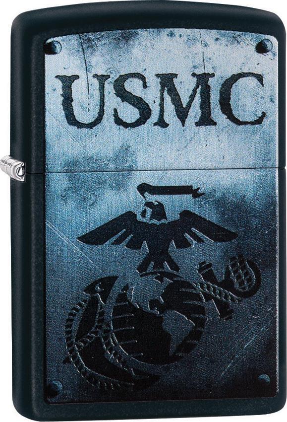 Zippo Lighter USMC Marine Corps Black Matte Windless USA Made