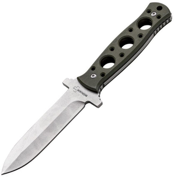 Boker Plus Steel Ranger Stainless Fixed Blade Green G10 Handle Knife 