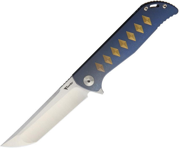 Reate Knives K2 Framelock Blue Titanium S35VN Stainless Folding Knife