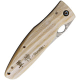 Mcusta Linerlock Ivory Micarta Folding SPG2 Steel Pocket Knife w/ Sheath 185G