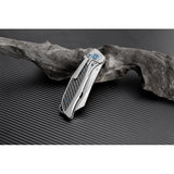 Artisan Falcon Framelock Gray Titanium Carbon Fiber S35VN Steel Knife 1809GGYS