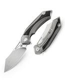 Bestech Kasta Framelock Gray Satin Titanium M390 Folding Knife 1909b