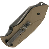 Browning Hysteria Linerlock Tan G10 Black Folding Drop Pt Knife 0264