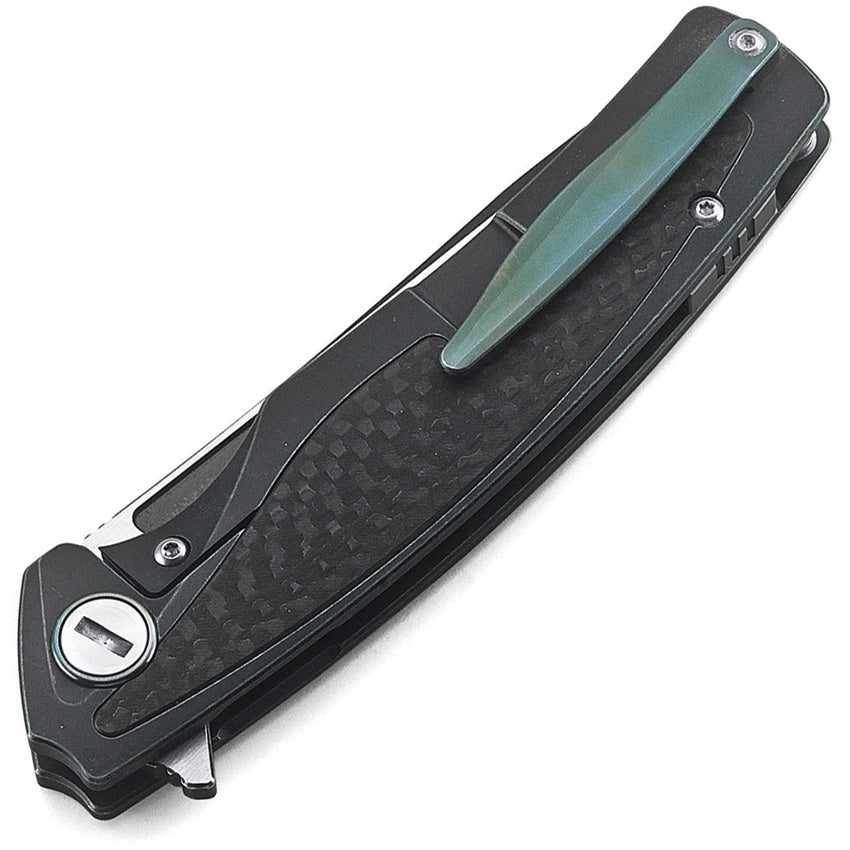 Bestech Knives Predator Framelock Black/Blue Titanium & Carbon Fiber K ...