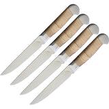 Ferrum Estate 4pc Maple Wood Handle 9" Fixed Steak Knife Kitchen Set E0400