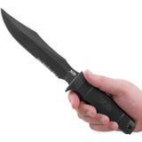 SOG SEAL Team Elite TiNi Fixed Serrated Blade Black Handle Knife with Sheath SE37N