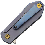 V NIVES KillaBite Framelock Blue Wood/Titanium Folding S35VN Pocket Knife Closed Back