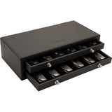 Deejo Black Two Pull Drawers Holds 12 Linerlock 37g Knives Collection Box 084