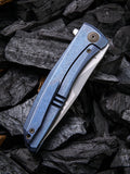 We Knife Co Ltd Scoppio Framelock Blue Titanium Folding CPM 20CV Knife 923A