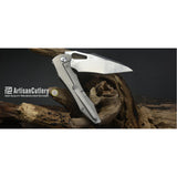 Artisan Great White Framelock Gray Titanium Folding S35VN Pocket Knife 1841GGY