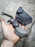 Wander Tactical Tryceratops Iron Washed D2 Black Fixed Blade Knife k04