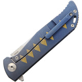 Reate Knives K2 Framelock Blue Titanium S35VN Folding Knife 2BLBR