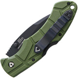 V NIVES Rocky OD Green Lockback Folding Black D2 Steel Pocket Knife Closed Back