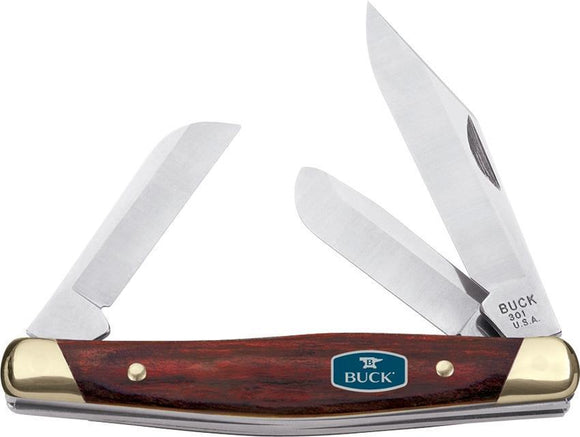 BUCK Knives Stockman Rosewood Dymondwood Folding Blades Pocket Knife