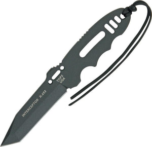 TOPS Interceptor Police Utility One Piece Fixed Blade Black Handle Knife