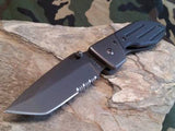 Ka-Bar Warthog Folding Black Pocket Knife  50/50 Serrated - 3075