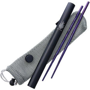 Kizer Cutlery Textured Titanium Purple Chopsticks 8.5" with Capsule & Pouch