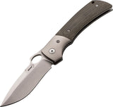 Boker Plus Squail Linerlock Spear Pt Titanium Bolster Green Micarta Folding Knife