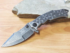 Dark Side  "Iron Cross" Skull Gunmetal Tactical Spring Assisted Knife - a031sw