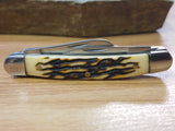 Elk Ridge Gentlemans 3 Blade Folding Stockman Bone Pocket Knife - 323si