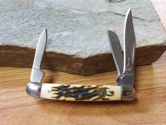 Elk Ridge Gentlemans 3 Blade Folding Stockman Bone Pocket Knife - 323si