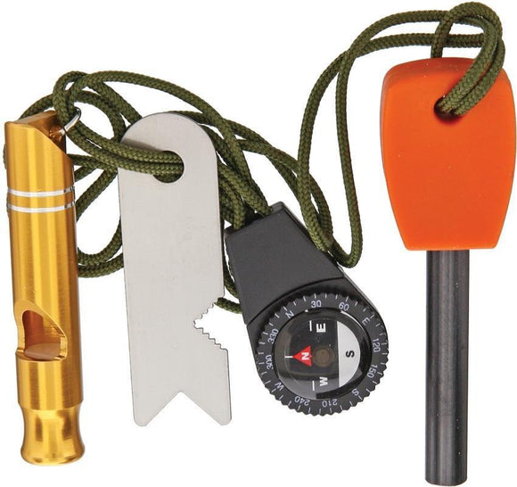 Marbles Knives Survival Combo Whistle Compass Ferrocerium Rod Striker Set