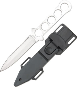 Double Edge Dive Fixed Blade Full Tang Solid Knife + Sheath Arm/Leg Straps