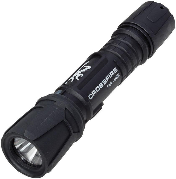 Browning Crossfire 1AA-USB Rechargeable White LED Black Body Flashlight
