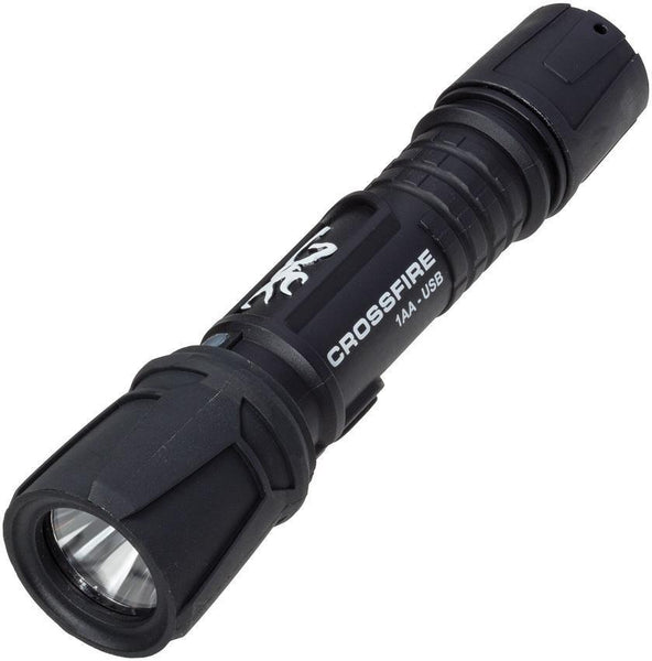 Browning Crossfire 1AA-USB Rechargeable White LED Black Body Flashligh – Atlantic Knife Company