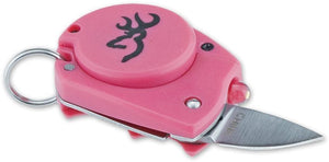 Browning Edge Keychain LED Light & Folding Blade Knife Pink Handle Keyring