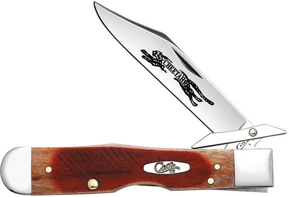 Case Cutlery Sawcut Cheetah Caramel Bone Folding Pocket Knife with guard - 33982