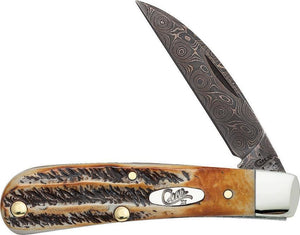 Case Cutlery Sway Back 6.5 Bonestag Damascus Steel Folding Blade Knife