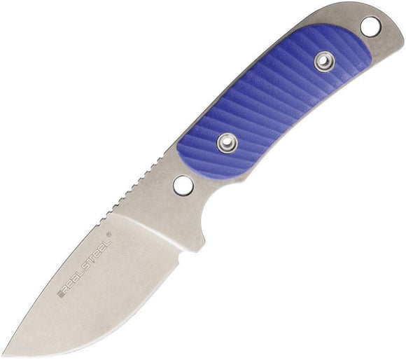 Real Steel Hunter 165 Neck Blue G10 Handle Stainless Fixed Knife w/ Sheath