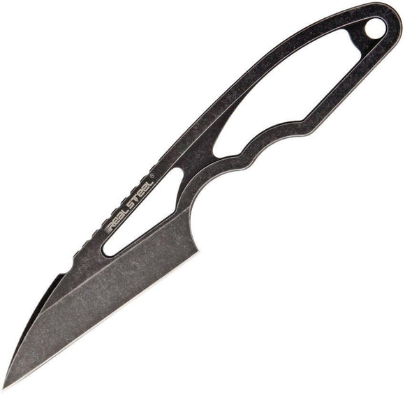 Real Steel Alieneck Wharncliffe BLK Stonewashed Stainless Fixed Neck Knife