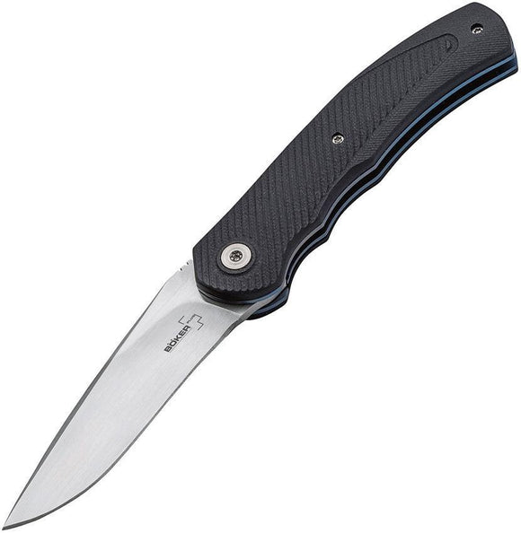 Boker Plus A2 Mini Black Handle w/ Blue Titanium Liners Folding Knife