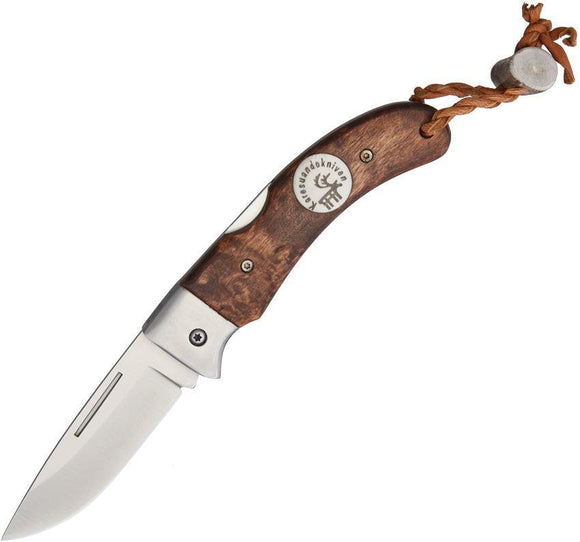 Karesuando Kniven Nallo Fallkniv Brown Birch Handle Lockback Folding Knife