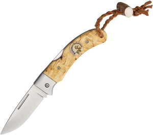 Karesuando Kniven Nallo Fallknive Natural Birch Lockback Folding Knife