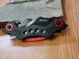 Dual Blade Black and Red Hawkbill Karambit Pocket Knife - 3645bk