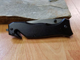 8.25" Spring Assist Open Black Rescue Folding Pocket Knife - 365bk
