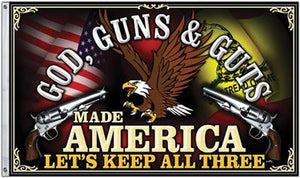 God Guns & Guts Made America Flag 3' x 5' United States USA Freedom NRA 2a - 36680