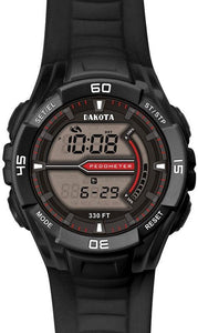 Dakota Black CS Pedometer LCD Display 330ft Water Resistant Watch