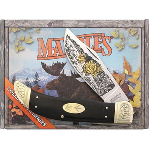 Marbles Turkey Clasp Wildlife Collectors Series Bone Tracks Folding Knife