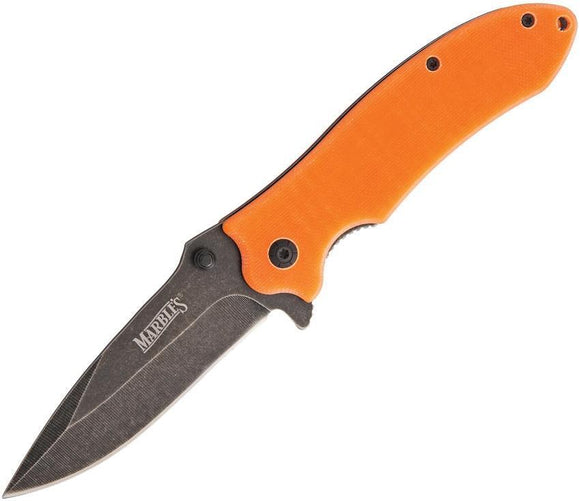 Marbles Knives Orange G10 Linerlock Blackwash Blade Folding Pocket Knife