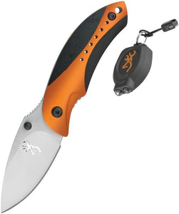 Browning ZPK LED Light & Minnow Orange Aluminum Fold Blade Knife Combo