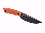 Real Steel Forager Orange G 10 Blackwash Fixed Blade Knife Leather Sheath
